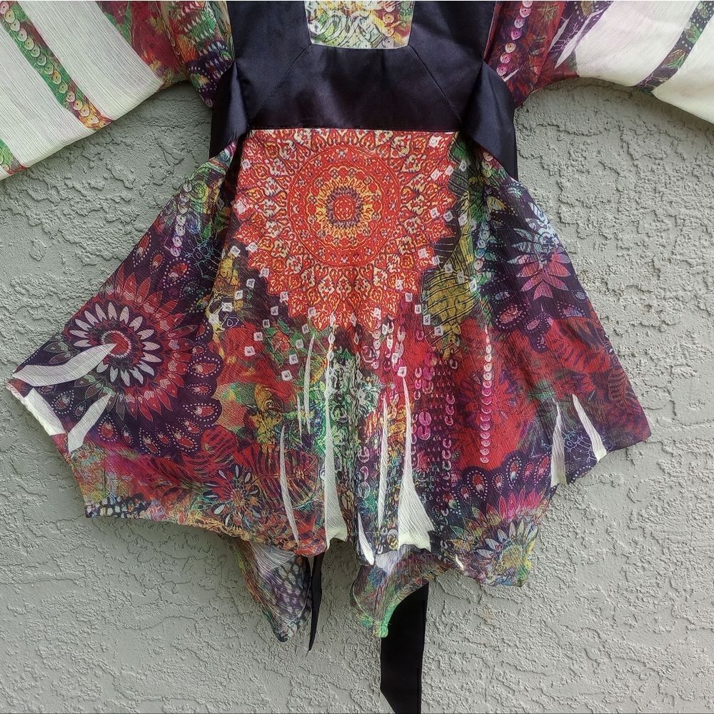 NWT ONE WORLD Bahia Green Boho Mandala Multicolor Shirt Wrap Around Belt Small - Picture 6 of 13